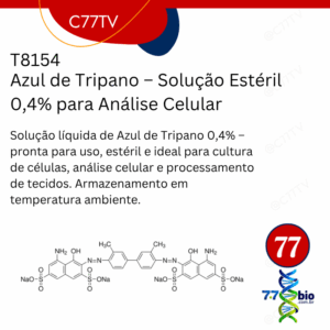 Azul de Tripano T8154 – 100 mL | Solução Estéril 0,4% para Análise Celular | T8154