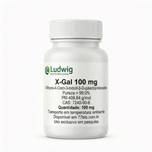 X-Gal (5-Bromo-4-Cloro-3-Indolil-β-D-galactopiranosídeo) frasco com 100mg | CAS 7240-90-6 | Biologia Molecular
